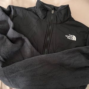 Kids Dark Grey Northface Zip Up Fleece